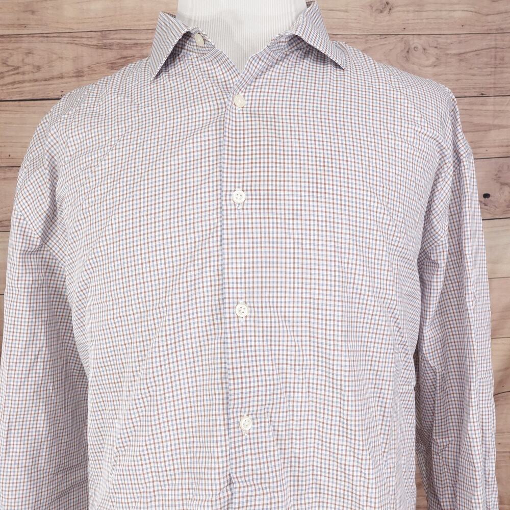 PRONTO UOMO NON-IRON CLASSIC‎ FIT CHECK BUTTON UP DRESS SHIRT 18.5 36/37 TALL